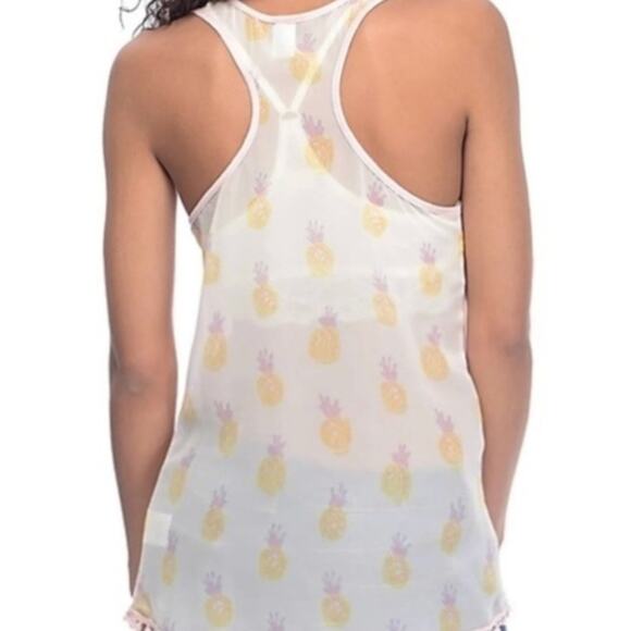 Zumiez Empyre XS Pineapple Print Pom Pom Fringe Pocket Tank Top - Picture 1 of 5